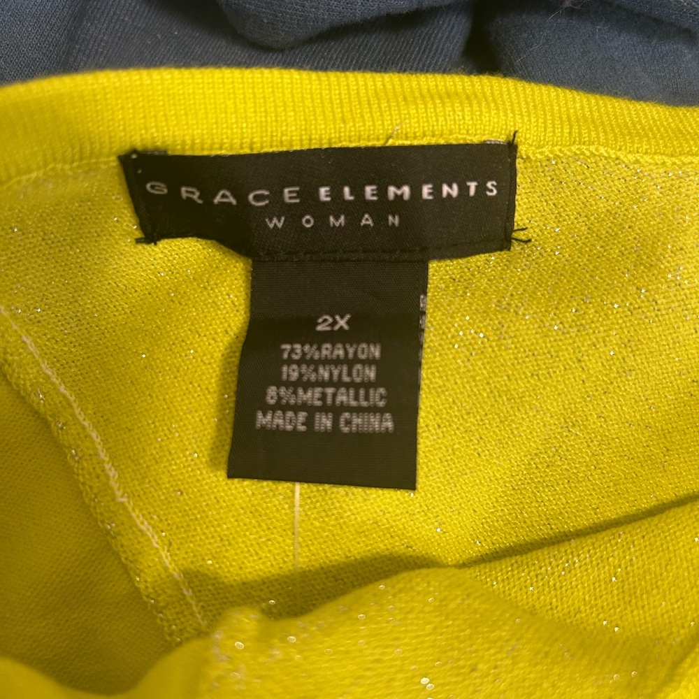 Grace Elements Lime Asymmetrical Short Sleeve Top… - image 2